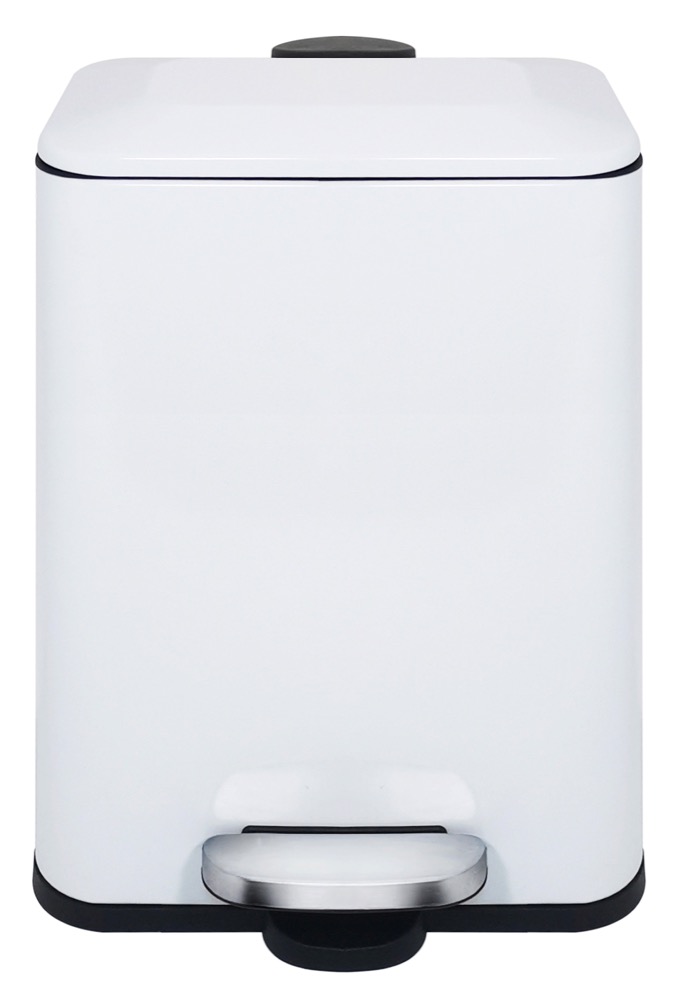 Buckingham White Powder Coated Rectangular Pedal Bin Waste Trash Bin for Bathroom Kitchen Office 5 Litres