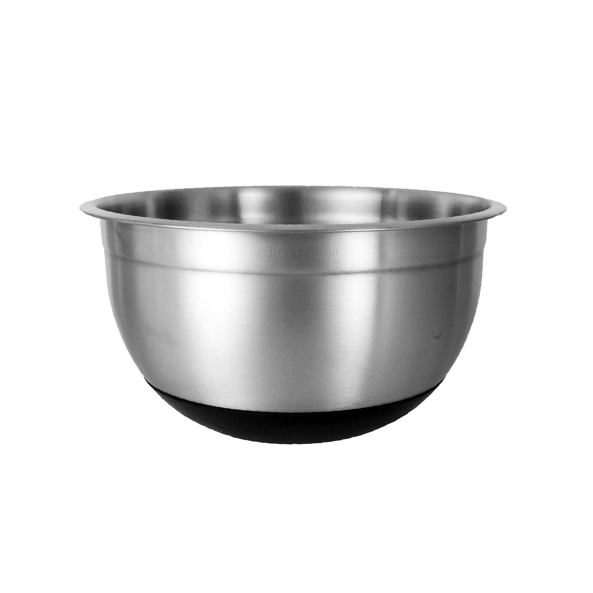 Buckingham 3 Litre Designer Stainless Steel Salad/Mixing Bowl Silicon Base, Silver/Black
