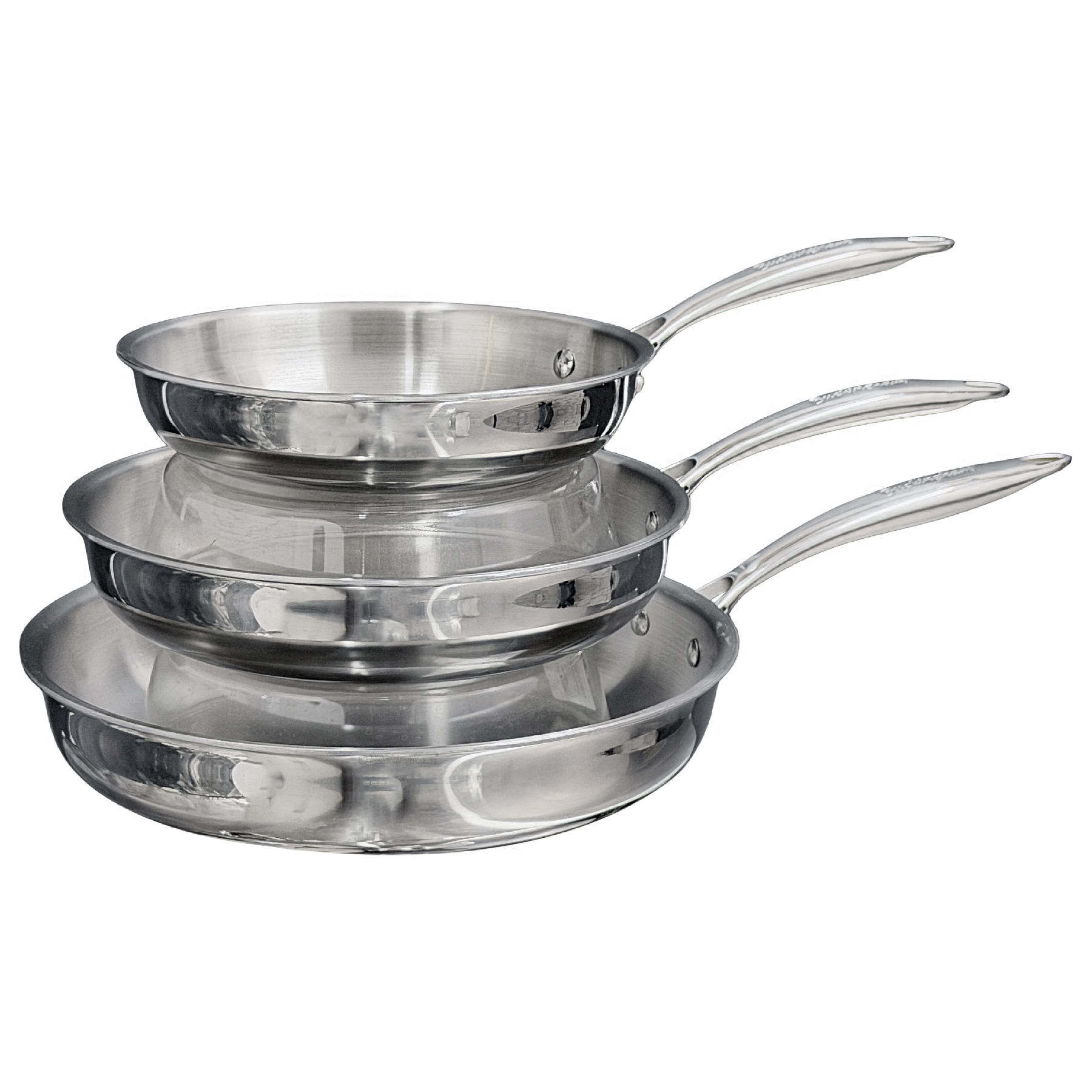 Buckingham Elite Tri-Ply 18/8 Stainless Steel Frying Pan set of 3, Uncoated 20,24 and 28 cm