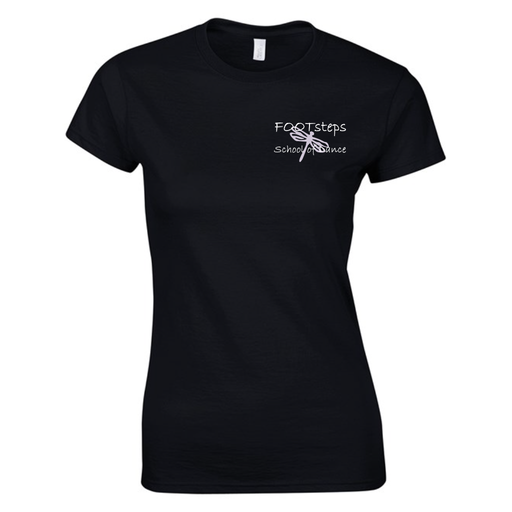 BLACK WOMEN'S FITTED T-SHIRT WITH LOGO