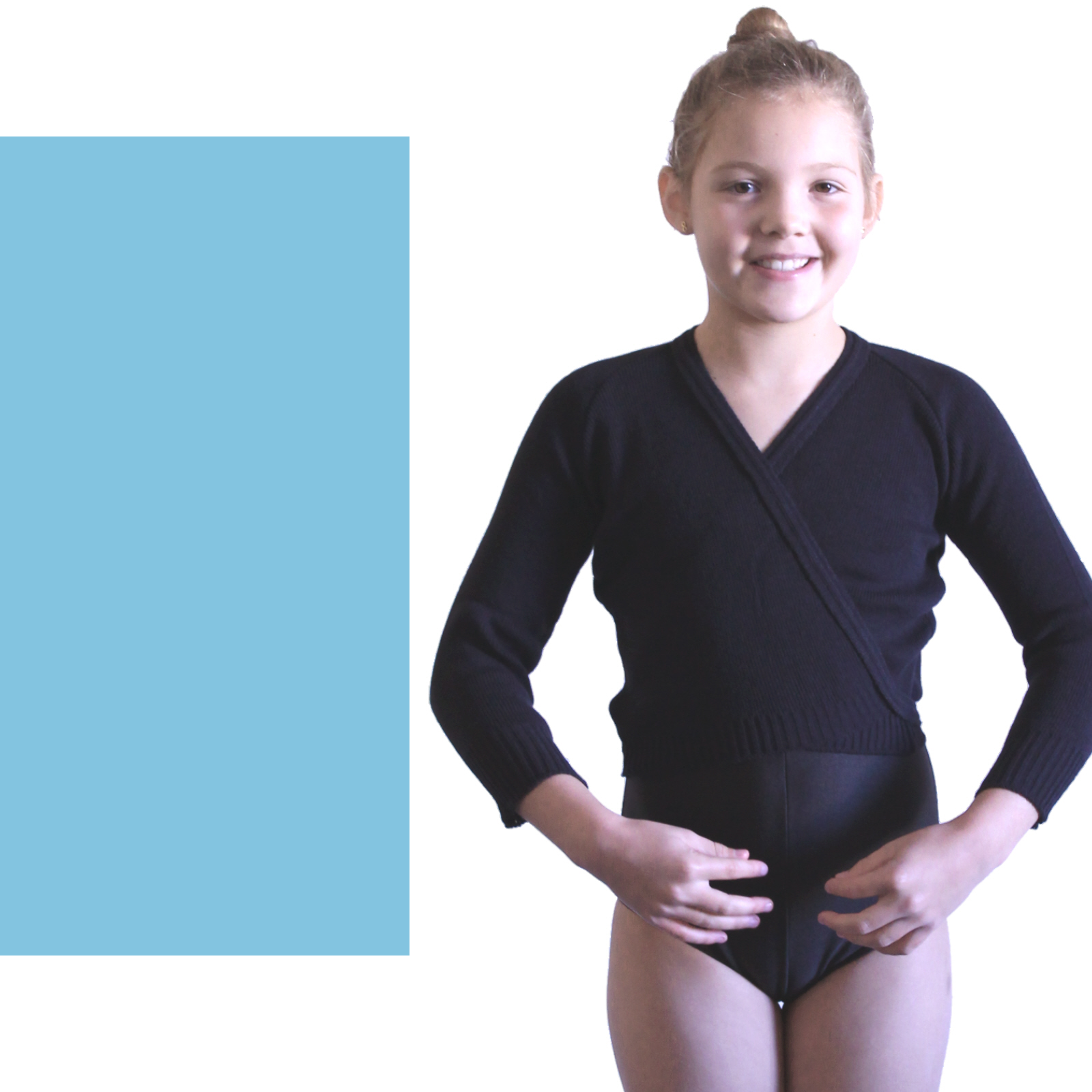 AQUA KNITTED ACRYLIC CROSSOVER BALLET CARDIGAN