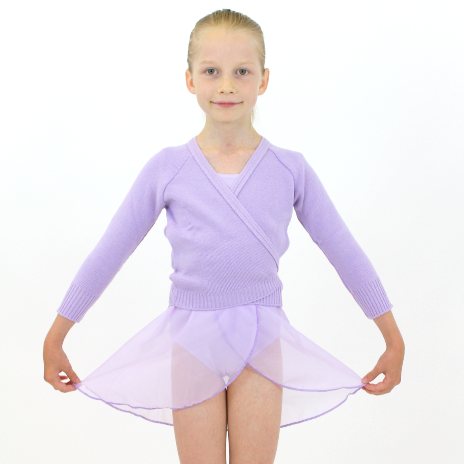 LILAC KNITTED ACRYLIC CROSSOVER BALLET CARDIGAN