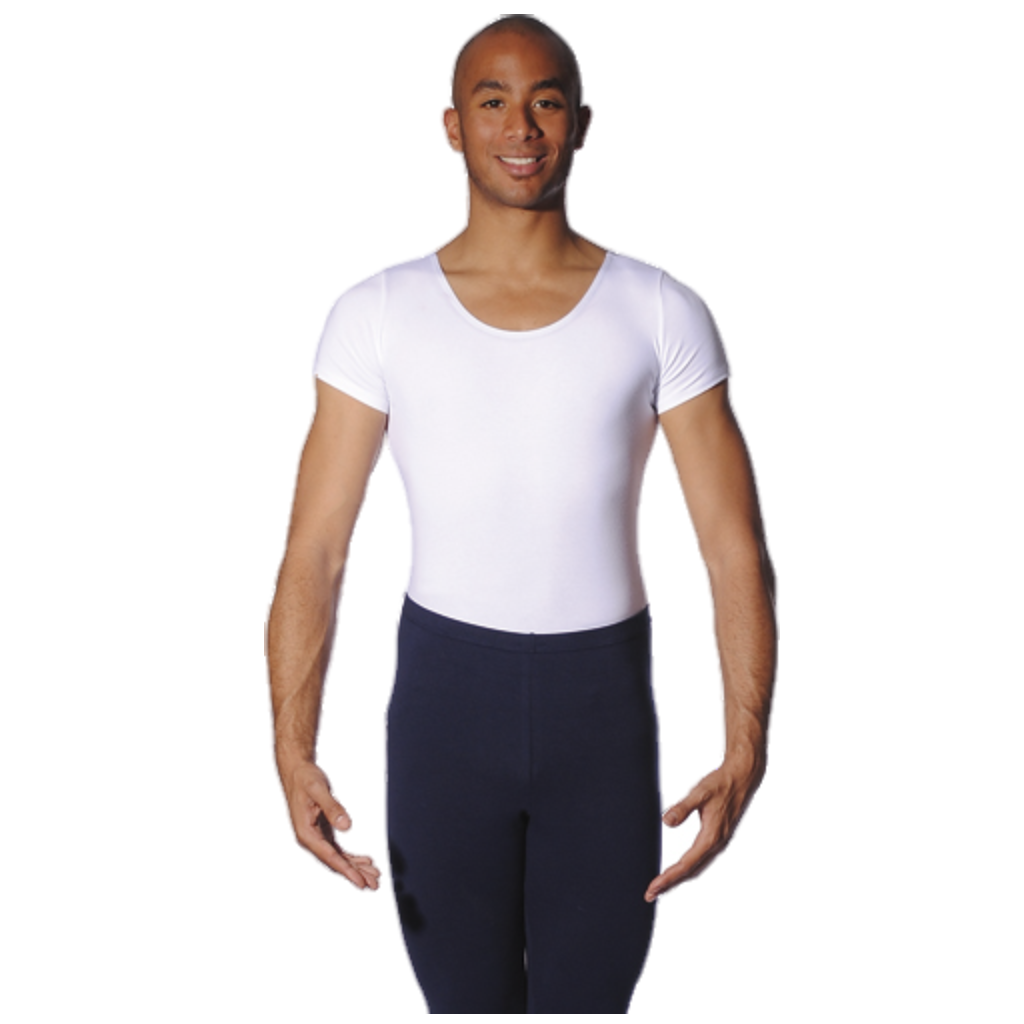 ADAM - WHITE COTTON SHORT SLEEVE LEOTARD