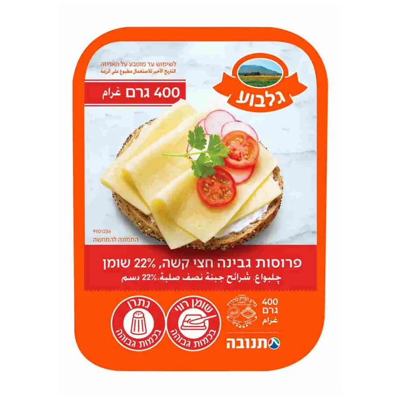 גבינה צהובה גלבוע 22% פרוס 400 גרם