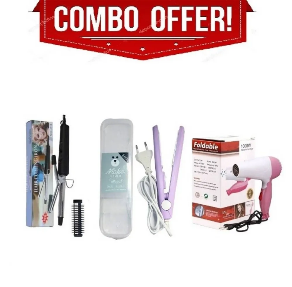Electric Nova Hair Curler Iron & Straightener Nova Dryer Hair Dryer Combo Pack