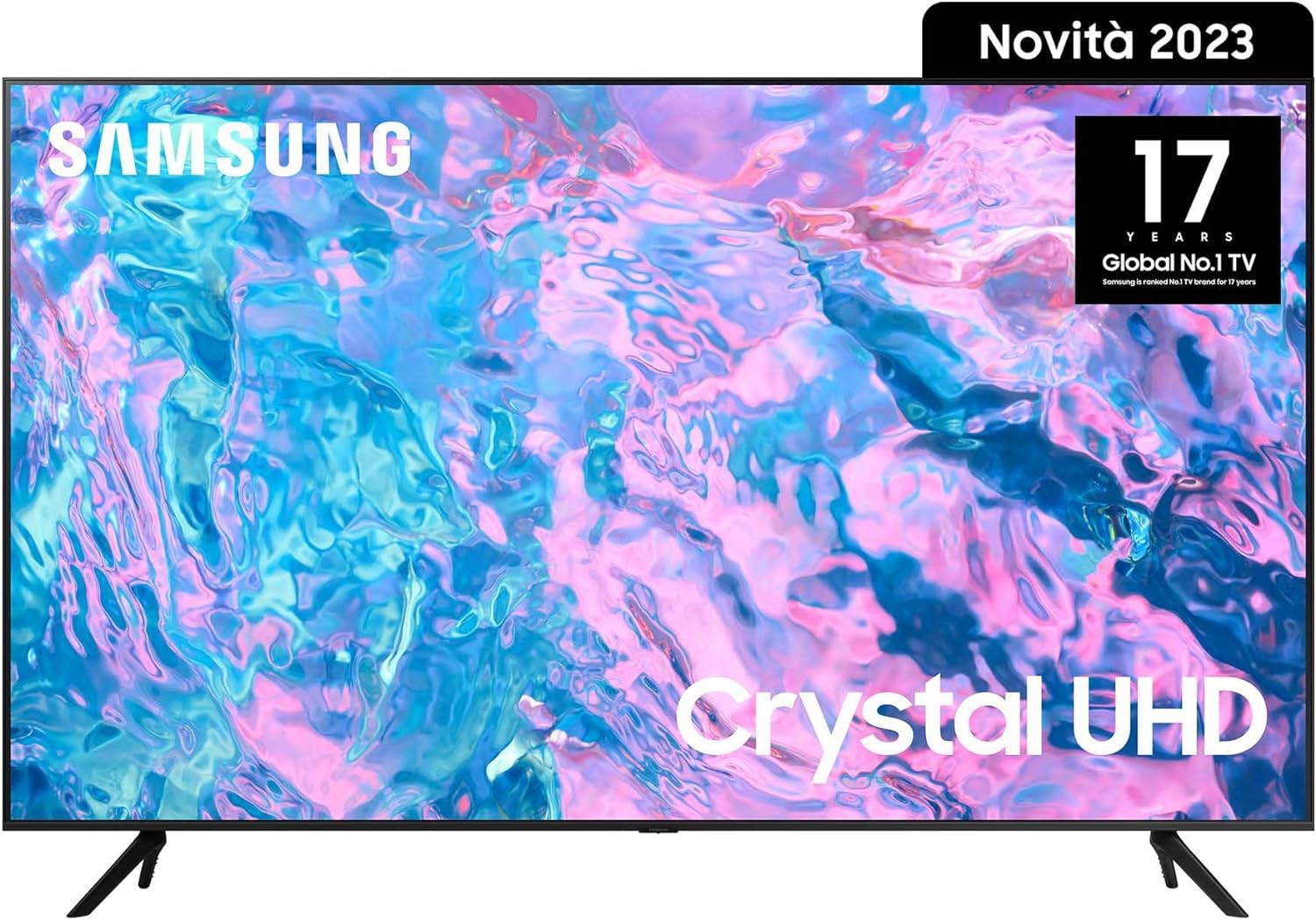 SAMSUNG Crystal UHD UE43CU7190UXZT, Smart TV 43" Serie CU7000, Crystal UHD 4K, BLACK , 2023, DVB-T2