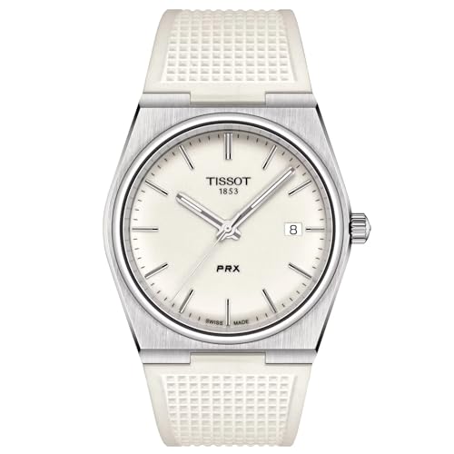 Orologio Uomo Tissot Prx Bianco Solo Tempo T137.410.17.011.00 Cinturino In Silicone