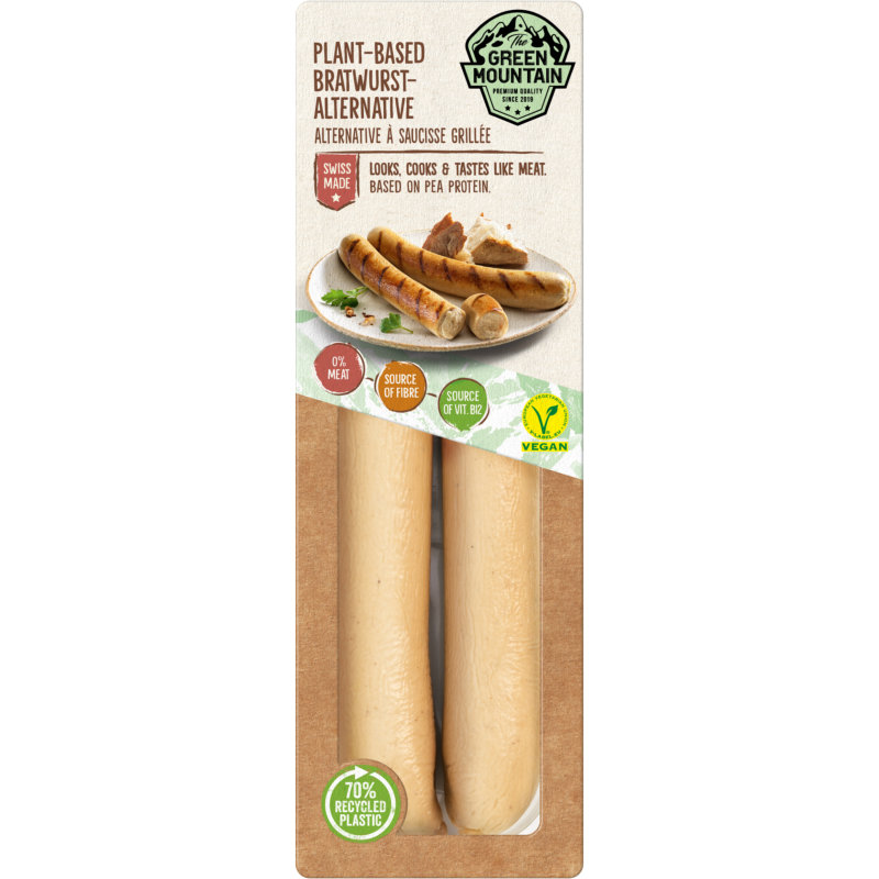 Plant Based Bratwurst Alternative, 230g Zero meat. It's really barbecue season.
Our bratwurst is just as crispy as the original. The sausage for everyone who doesn't want to compromise on taste, even with a clear conscience. Rich in fiber and vitamin B12, we avoid genetic engineering, added sugar, palm oil and flavor enhancers.