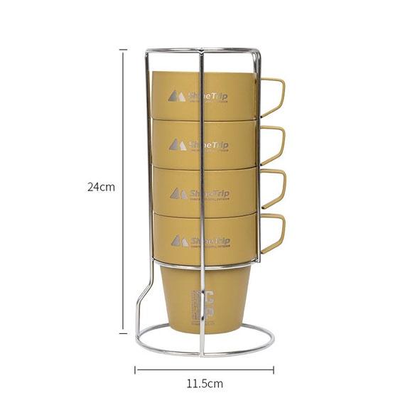 【營伙蟲943】ShineTrip 山趣 不鏽鋼4件杯組 露營套杯組 不鏽鋼套杯 露營水杯 咖啡杯 鋼杯 保溫杯