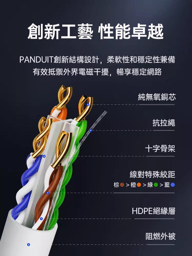 PANDUIT Cat 6 無遮蔽 U/UTP 24AWG CM阻燃 網路線- NUC6C04