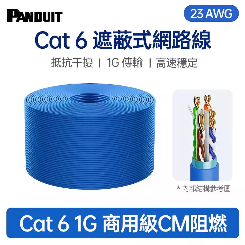 PANDUIT Cat 6 遮蔽式 F/UTP 23AWG CM阻燃 網路線 - PFC6004