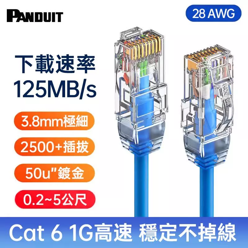 PANDUIT Cat 6 U/UTP 28AWG 極細網路跳接線 - UTP28SP (0.2~5公尺)