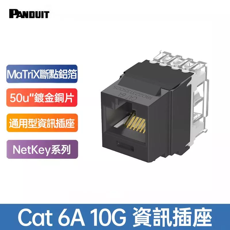 PANDUIT NetKey Cat 6A UTP 無遮蔽資訊插座 - NK6X88M (購買2個以上即贈小黃刀一只)