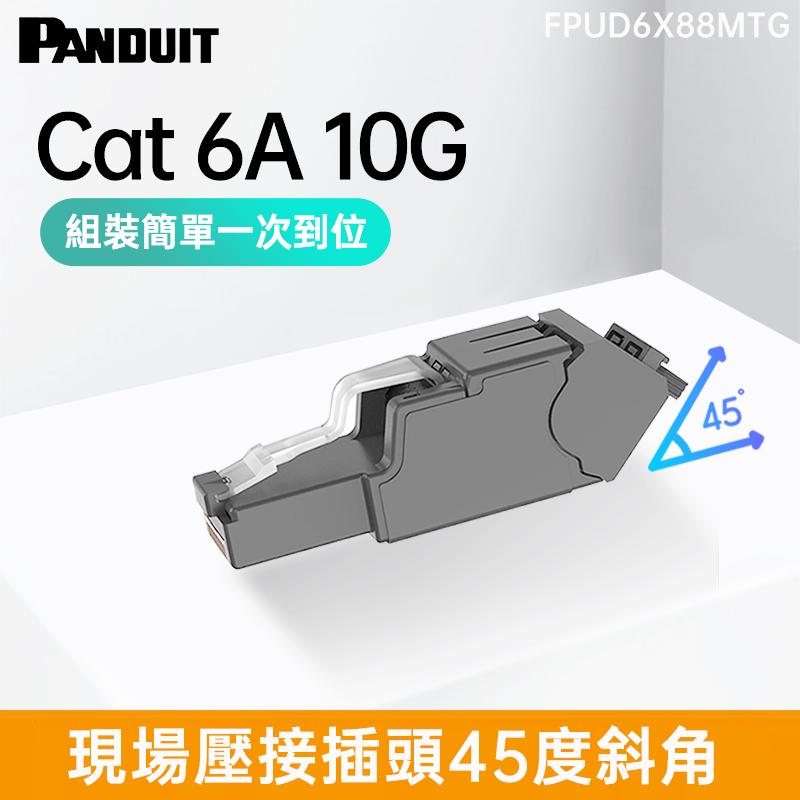 PANDUIT Cat 6A UTP RJ45, 無遮蔽式現場壓接插頭45度斜角