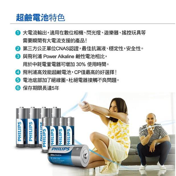 PHILIPS飛利浦 鹼性電池 3號電池 4號電池 符台灣環保規定