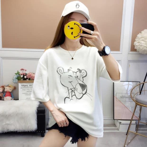 頑皮豹印花圓領T三色 M-2XL