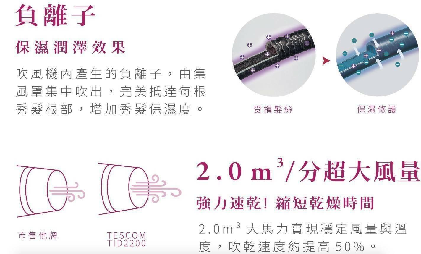 日本TESCOM防靜電/負離子大風量吹風機