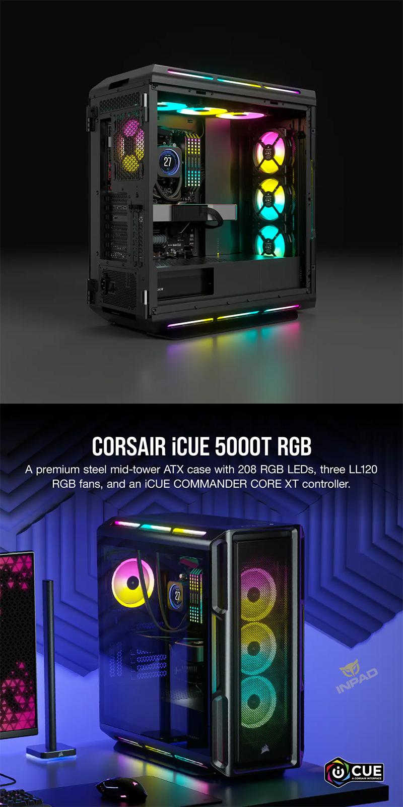 海盜船CORSAIR iCUE 5000T RGB  鋼化玻璃機殼