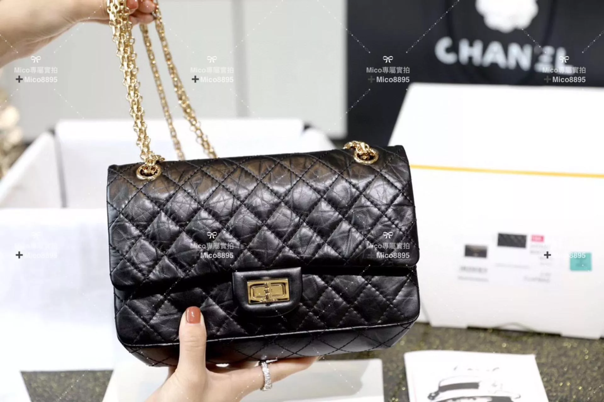 Chanel 𝟐.𝟓𝟓復刻 🜲 中號 經典系列 黑色亮金扣