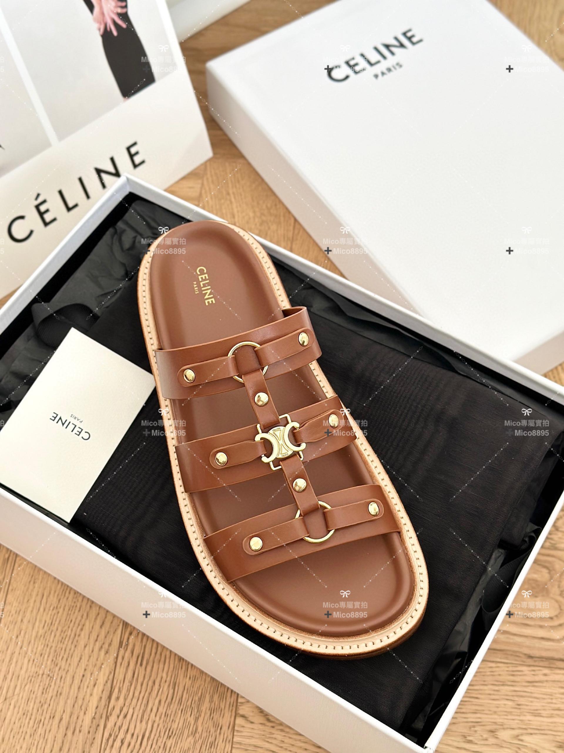 Celine 23ss春夏新款 凱旋門羅馬拖鞋 底部帶防滑 35-39