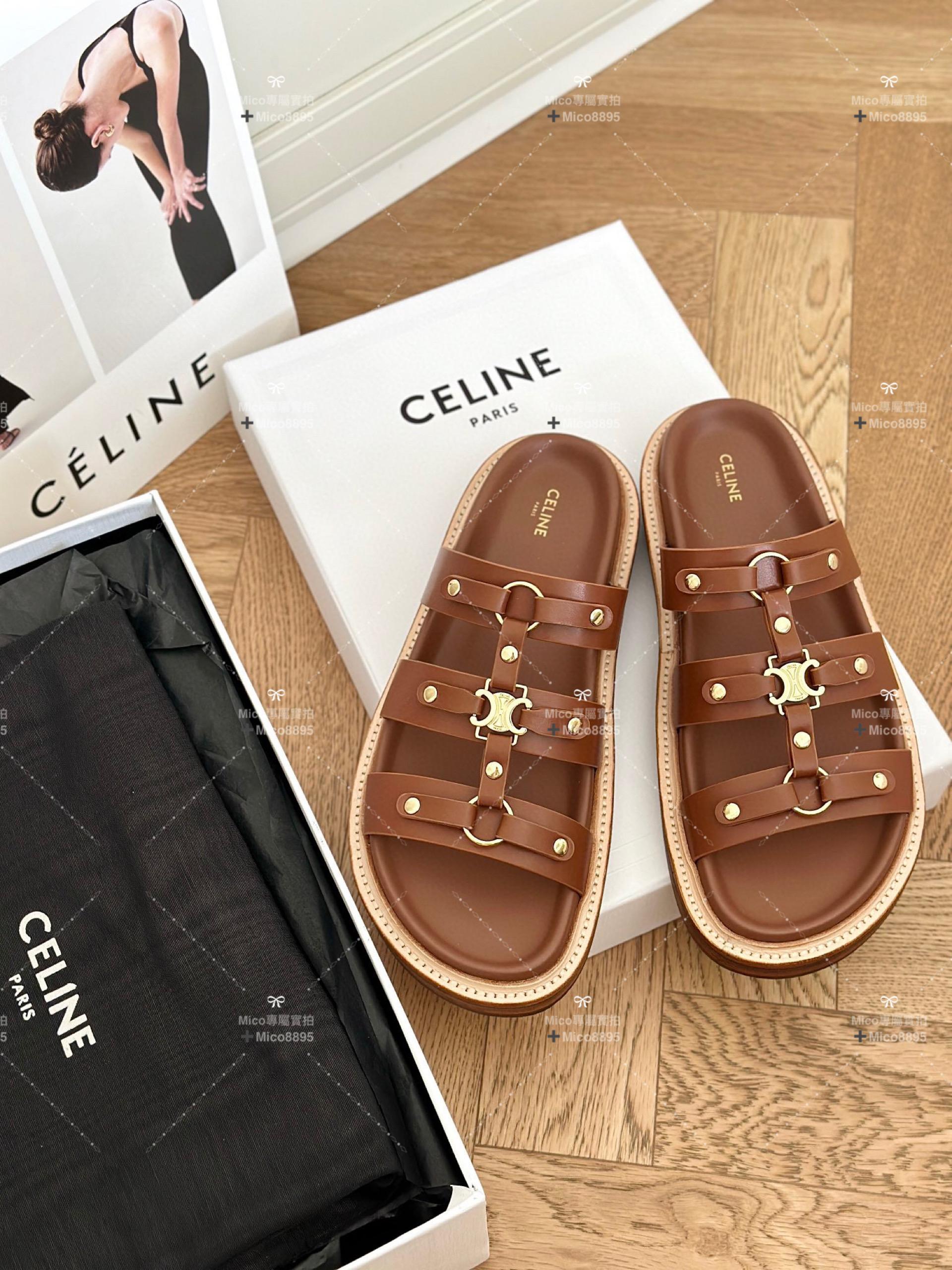 Celine 23ss春夏新款 凱旋門羅馬拖鞋 底部帶防滑 35-39