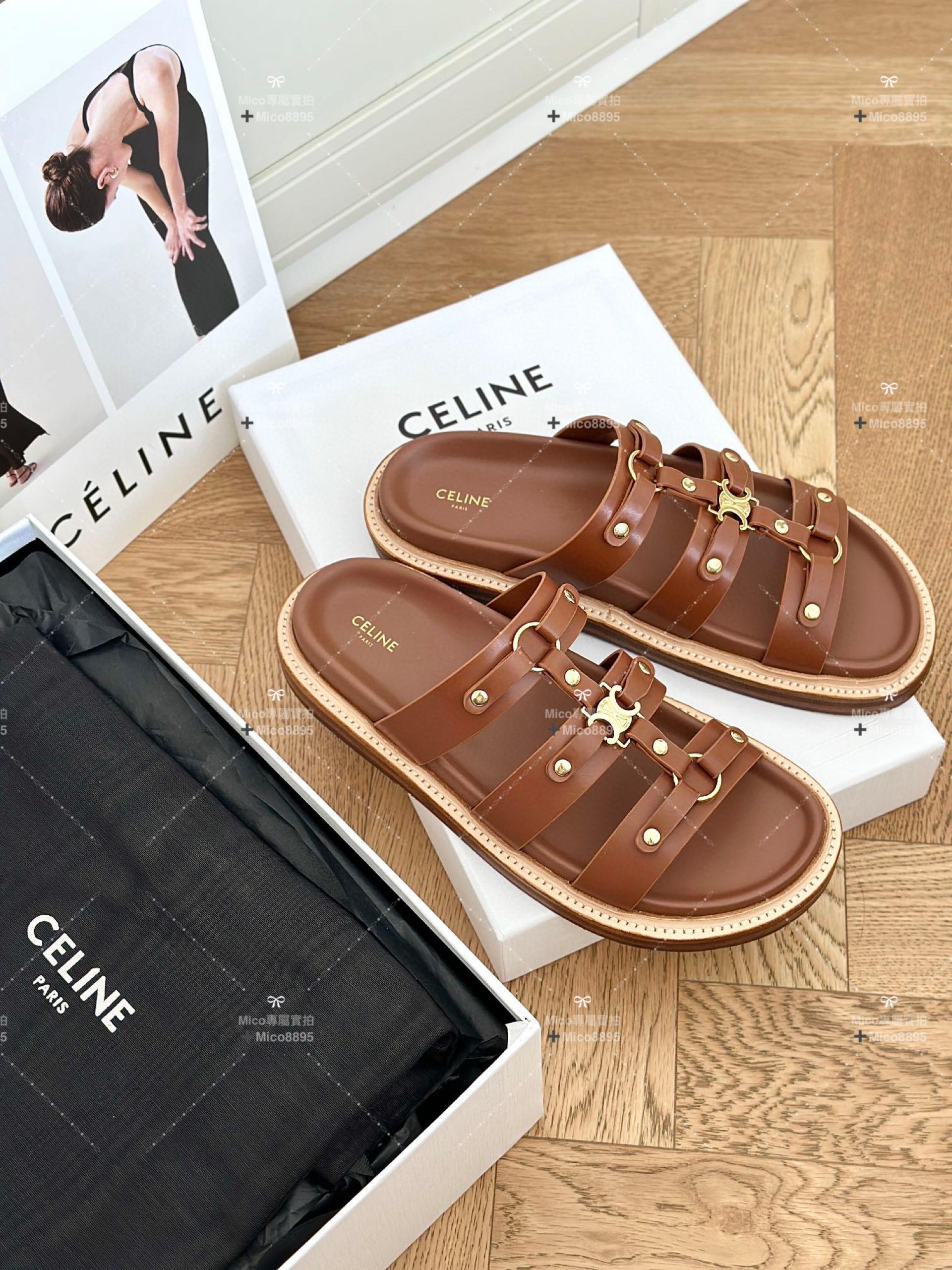 Celine 23ss春夏新款 凱旋門羅馬拖鞋 底部帶防滑 35-39