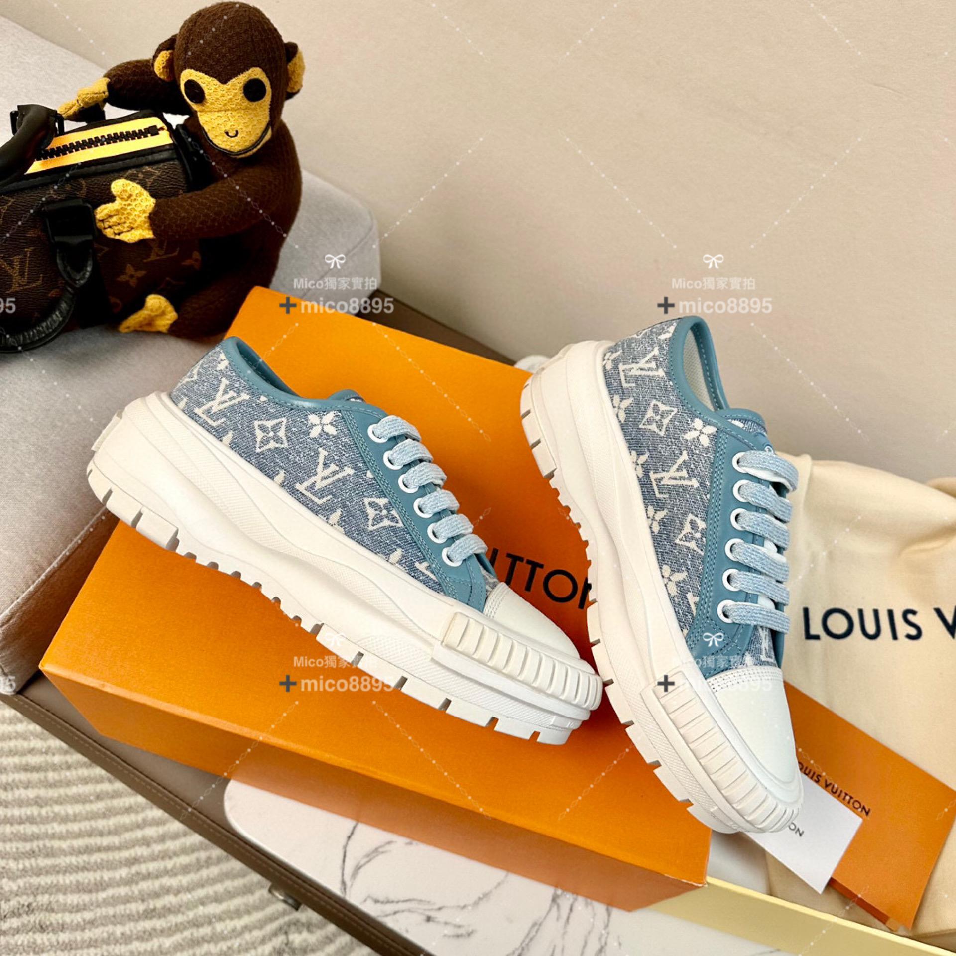 LV SQUAD 低筒老花帆布丹寧運動鞋 Monogram 丹寧布 35-39