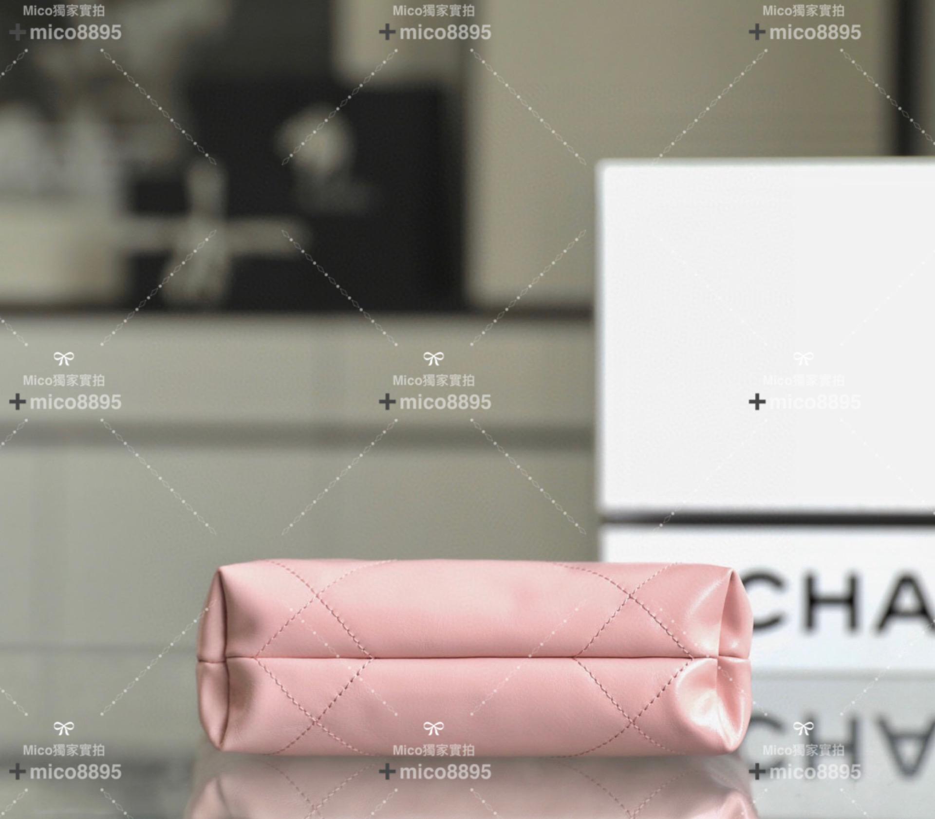 CHANEL 𝖬𝗂𝗇𝗂 𝟤𝟤𝖡𝖺𝗀 淡粉色🌸 牛皮 斜跨包 限量顏色 櫻花粉