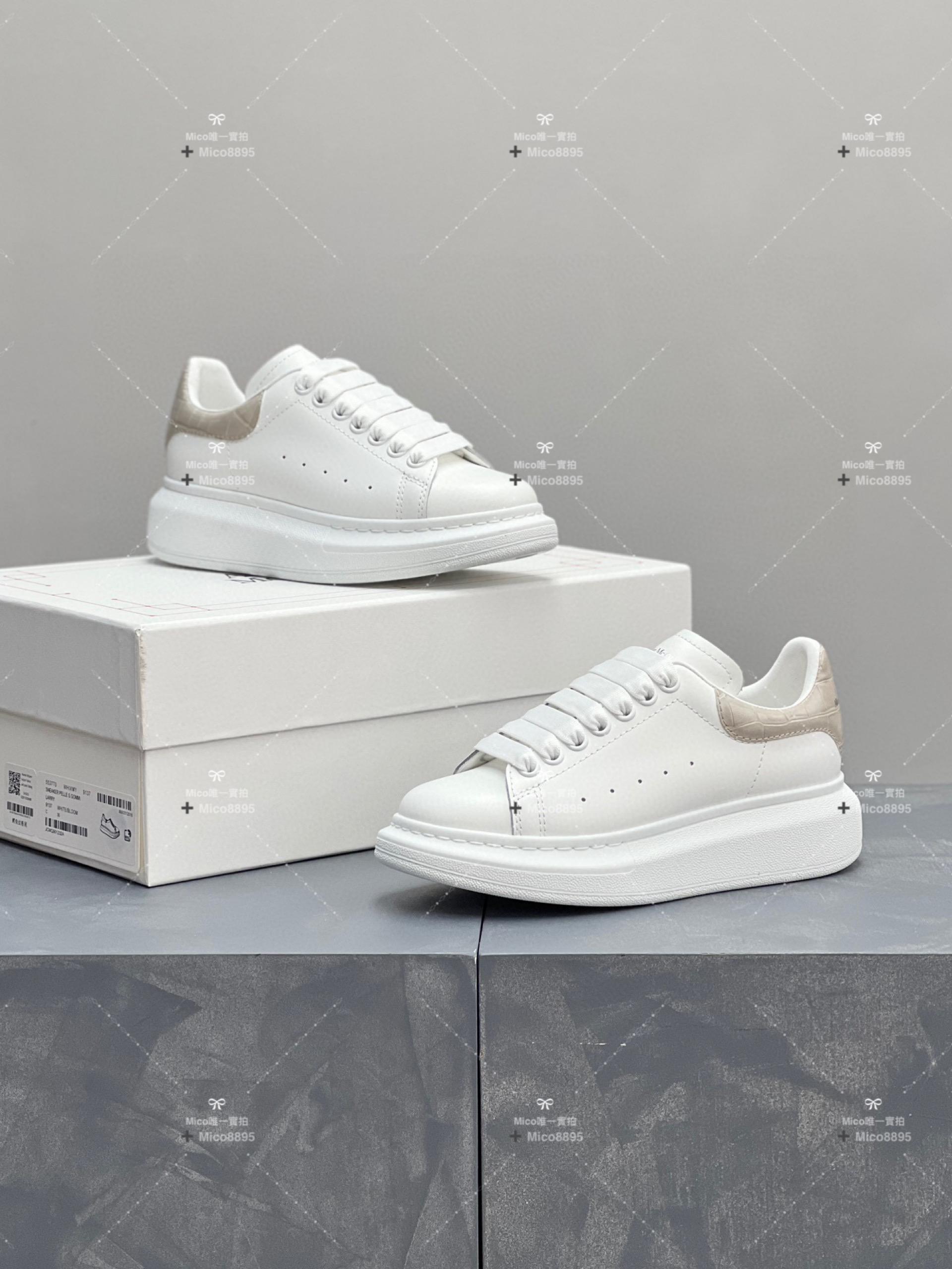 Alexander McQueen 鱷魚紋壓花系列 增高厚底小白鞋 麥坤鞋 35-39