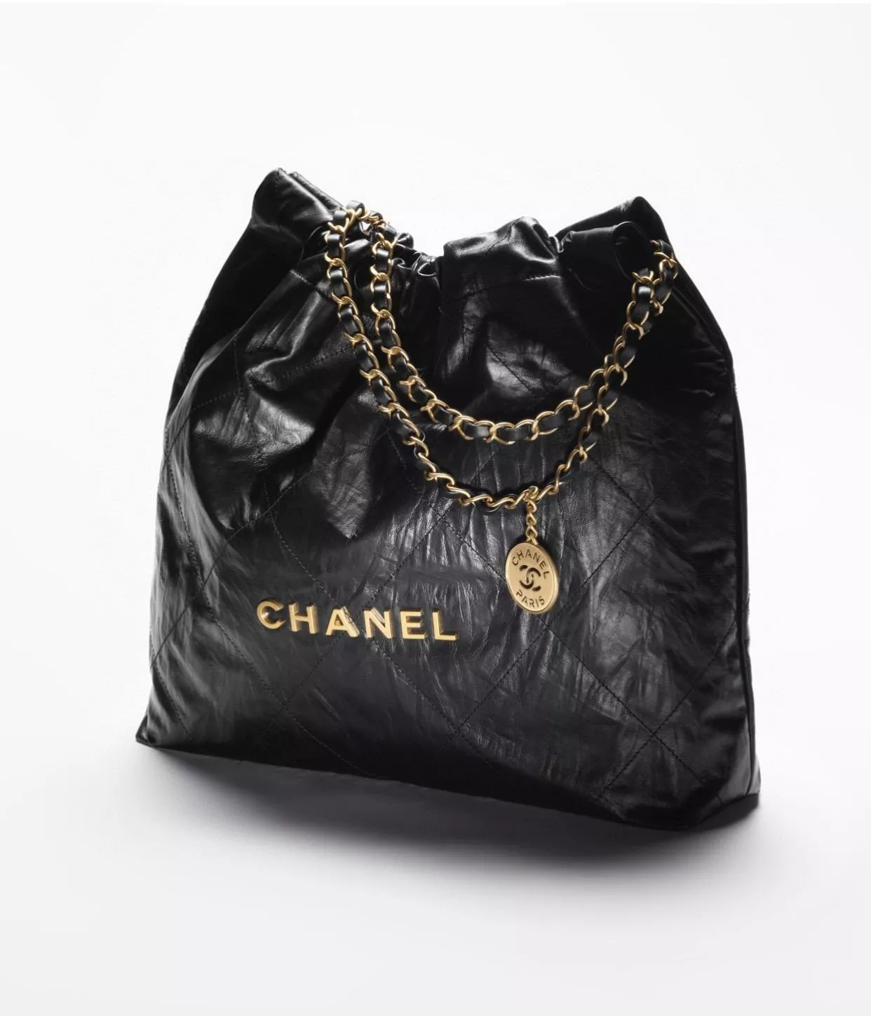 CHANEL 𝟐𝟑𝐀手工坊新品 𝟤𝟤𝖡𝖺𝗀褶皺小牛皮 購物袋 通勤包 ♥ 黑色 小號 尺寸：𝟥𝟧*𝟥𝟩*𝟩 𝖢𝖬