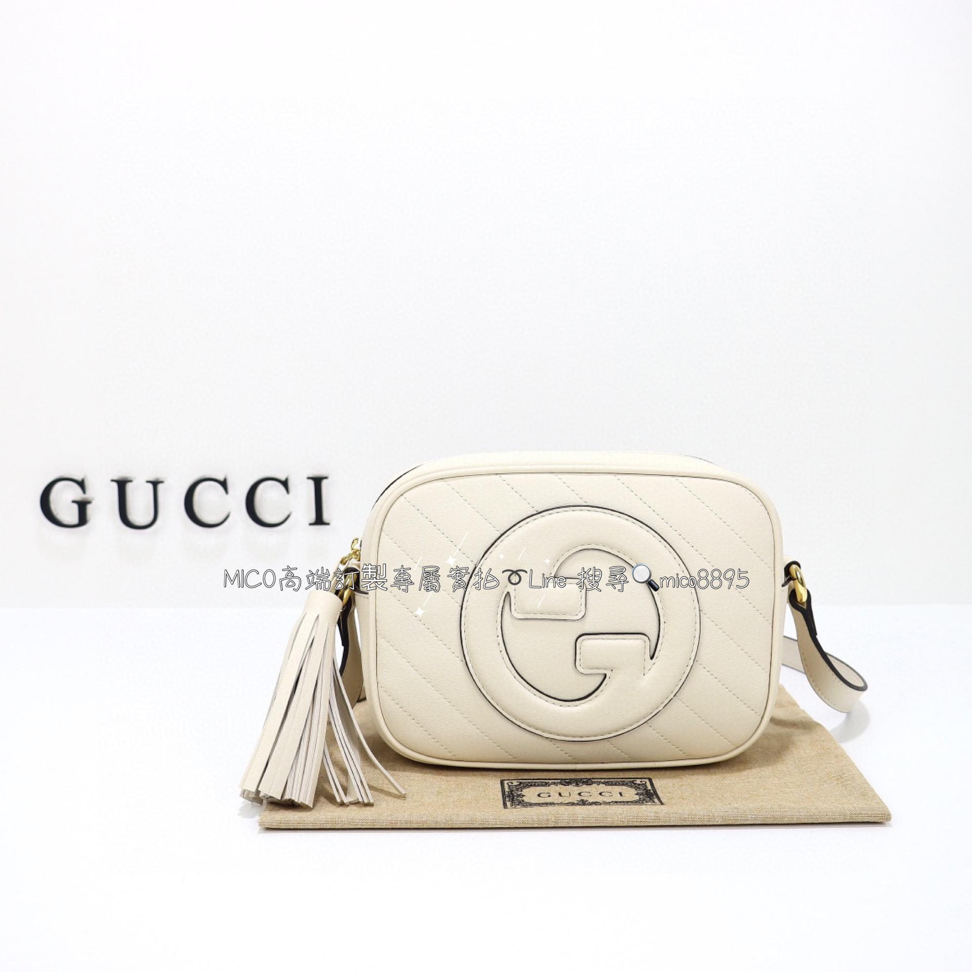 GUCCI G家 Blondie系列 白色 小號相機包/流蘇相機包/斜跨包 21cm