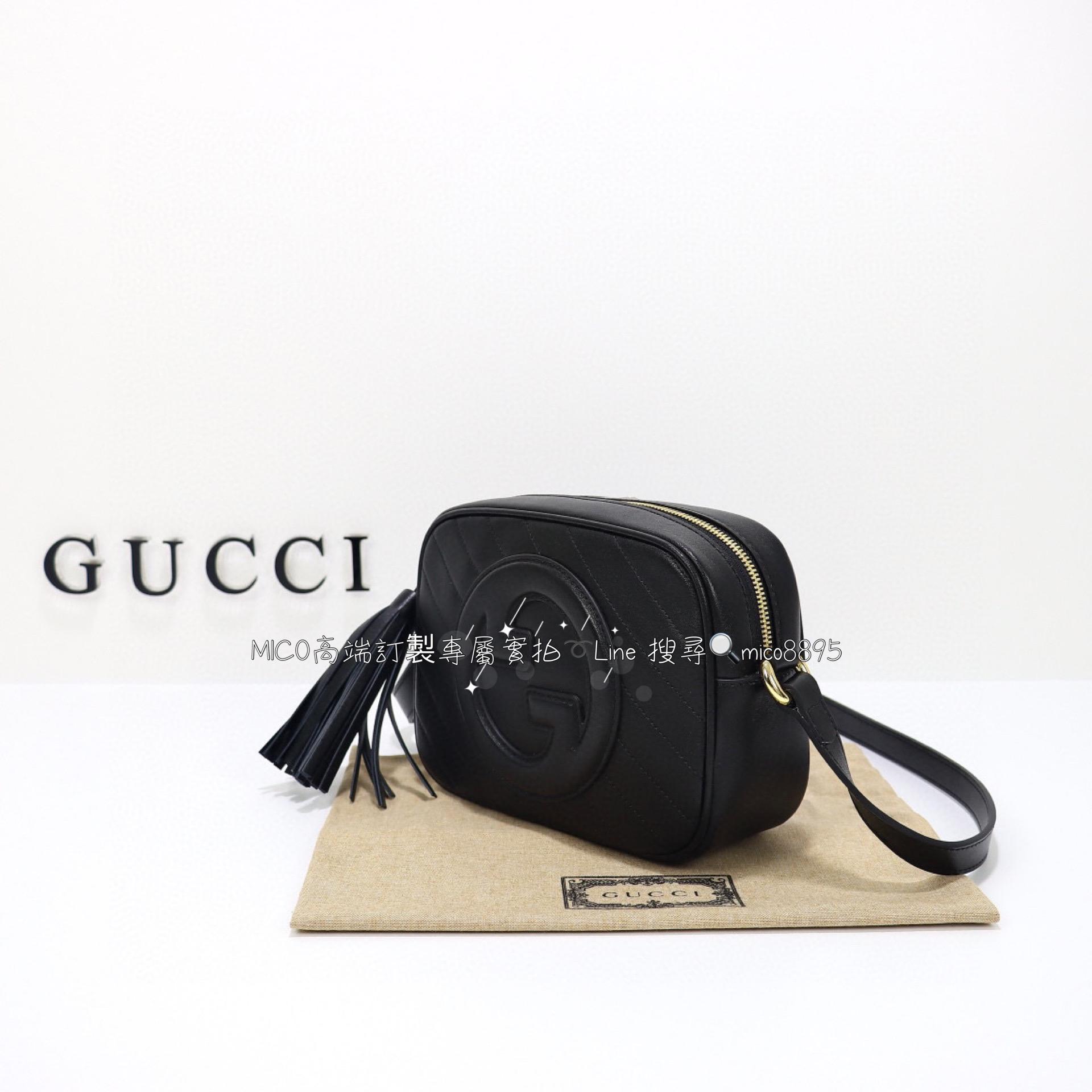 GUCCI G家 Blondie系列 黑色 小號相機包/流蘇相機包/斜跨包 21cm