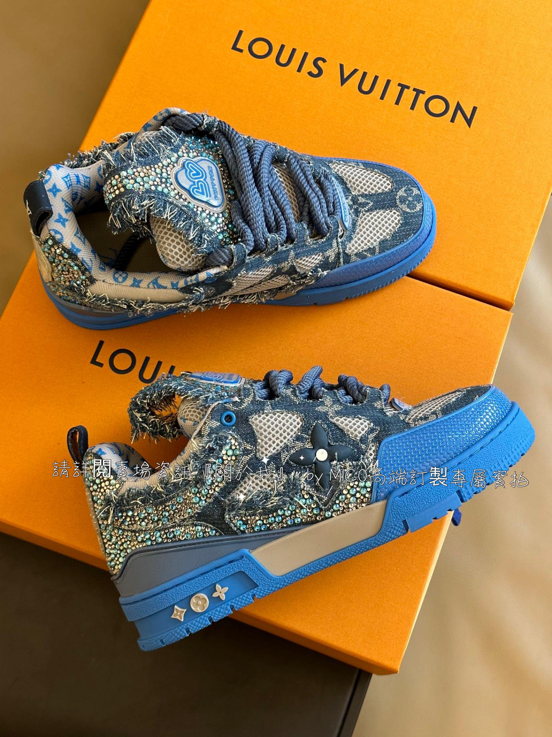 LV 新款 skate sneakers 水鑽鑲嵌款 牛仔丹寧藍 35-41