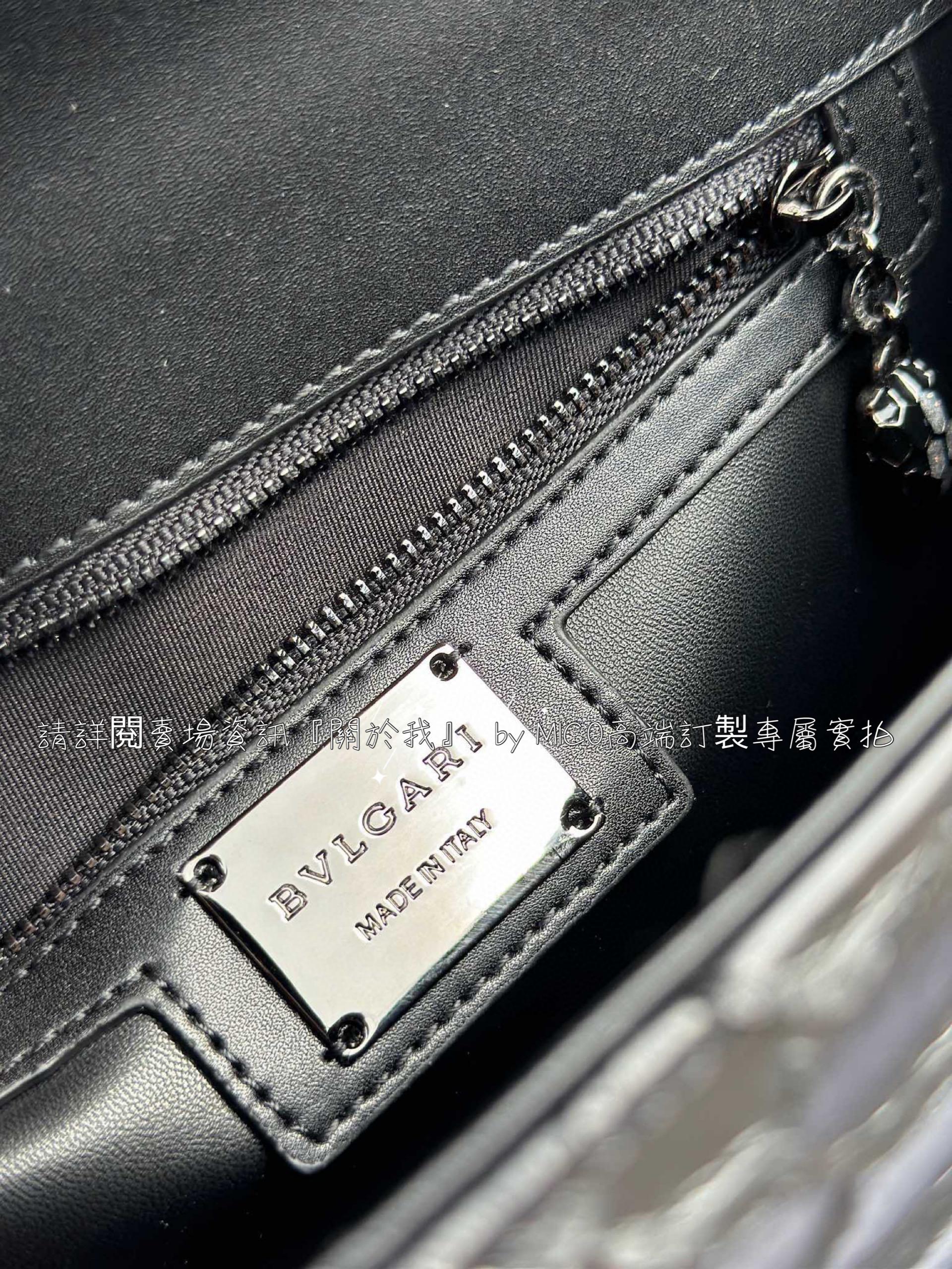 BVLGARI 寶格麗 黑色蟒蛇皮系列 經典鏈條風琴包 24cm