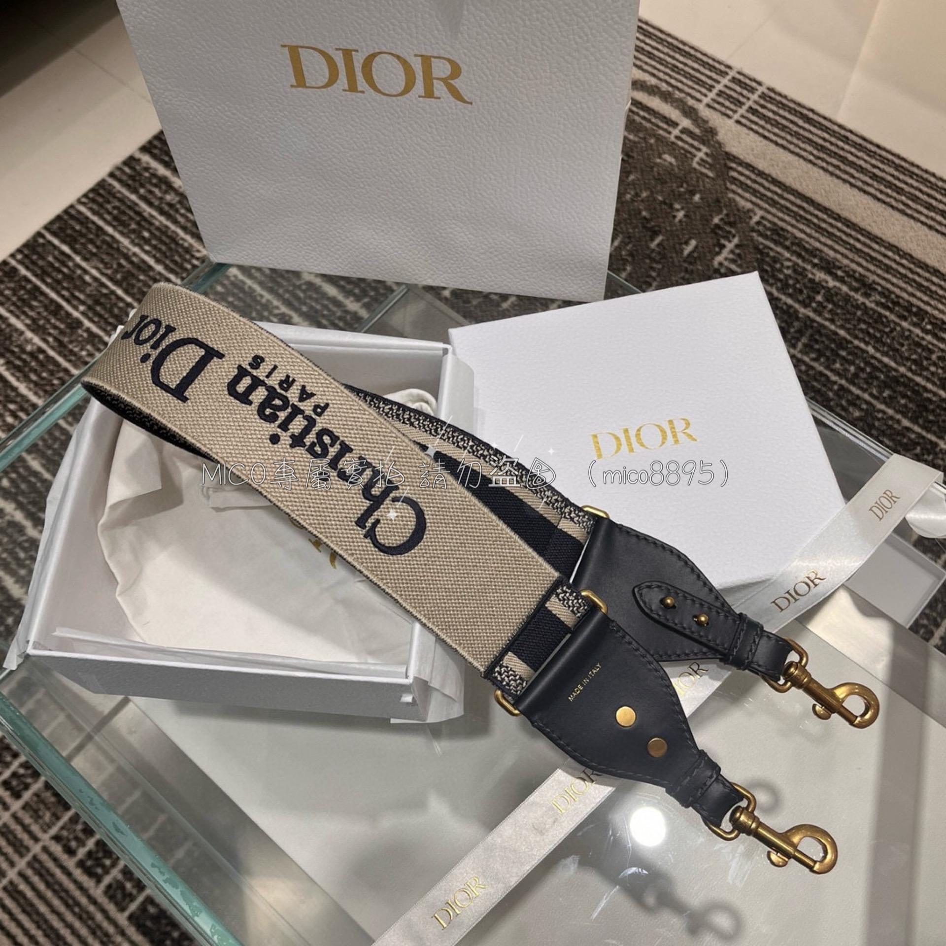 Dior 深藍老花字母肩帶 ｛深藍色｝寬肩帶