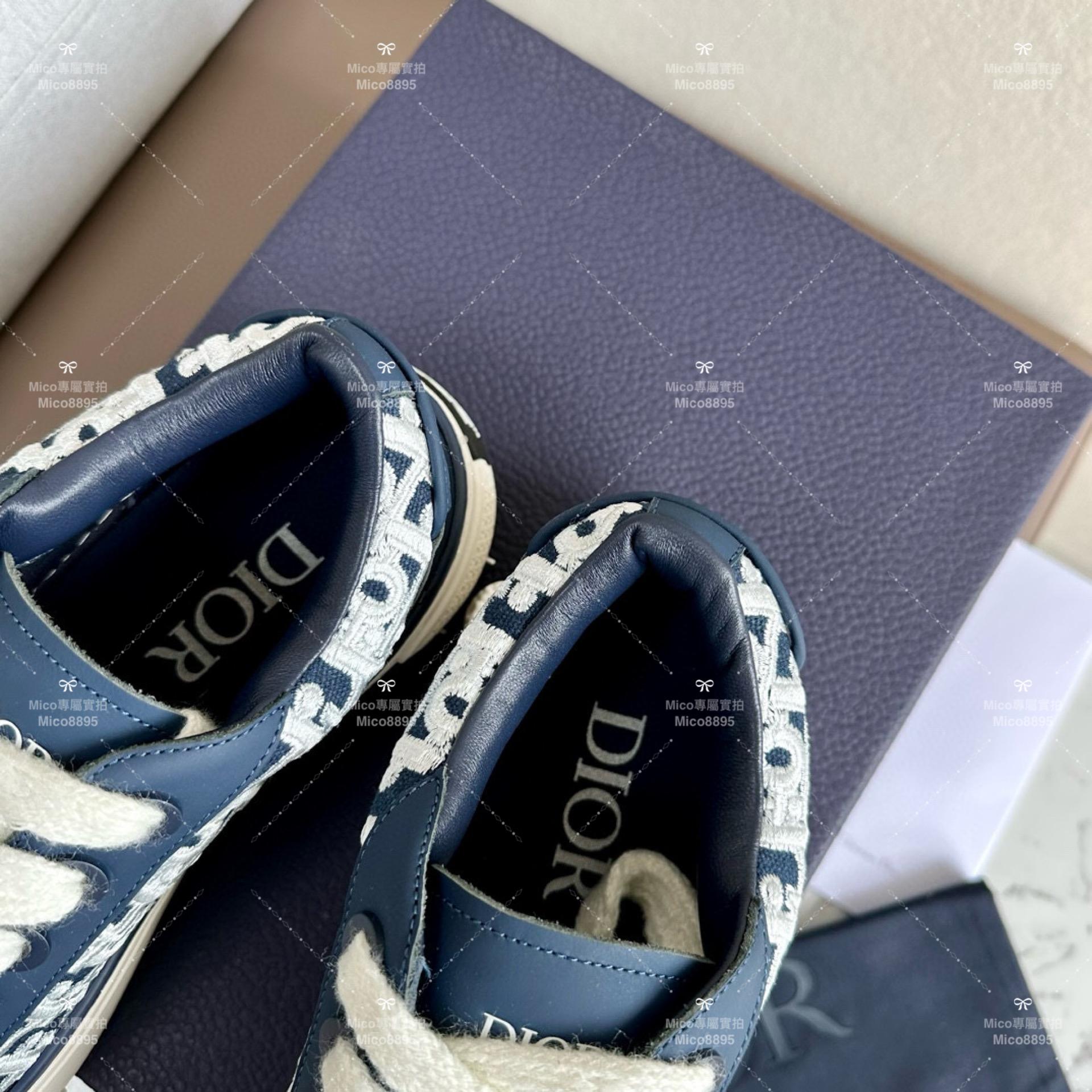 DIOR 深藍刺繡 Oblique  Denim Tears聯名合作款 B33系列 情侶款/男鞋/女鞋/SIZE：女款35-40 男款39-45  