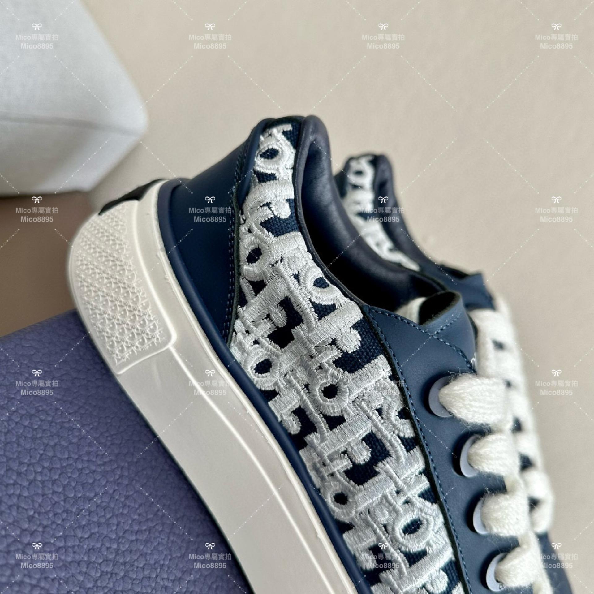 DIOR 深藍刺繡 Oblique  Denim Tears聯名合作款 B33系列 情侶款/男鞋/女鞋/SIZE：女款35-40 男款39-45  