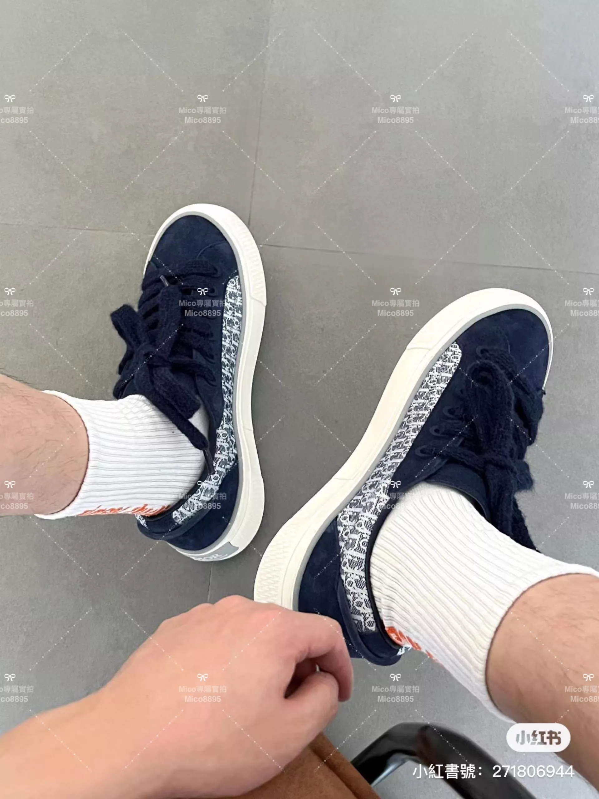 DIOR 藍色絨面 Denim Tears聯名合作款 B33系列 情侶款/男鞋/女鞋/SIZE：女款35-40 男款39-45  