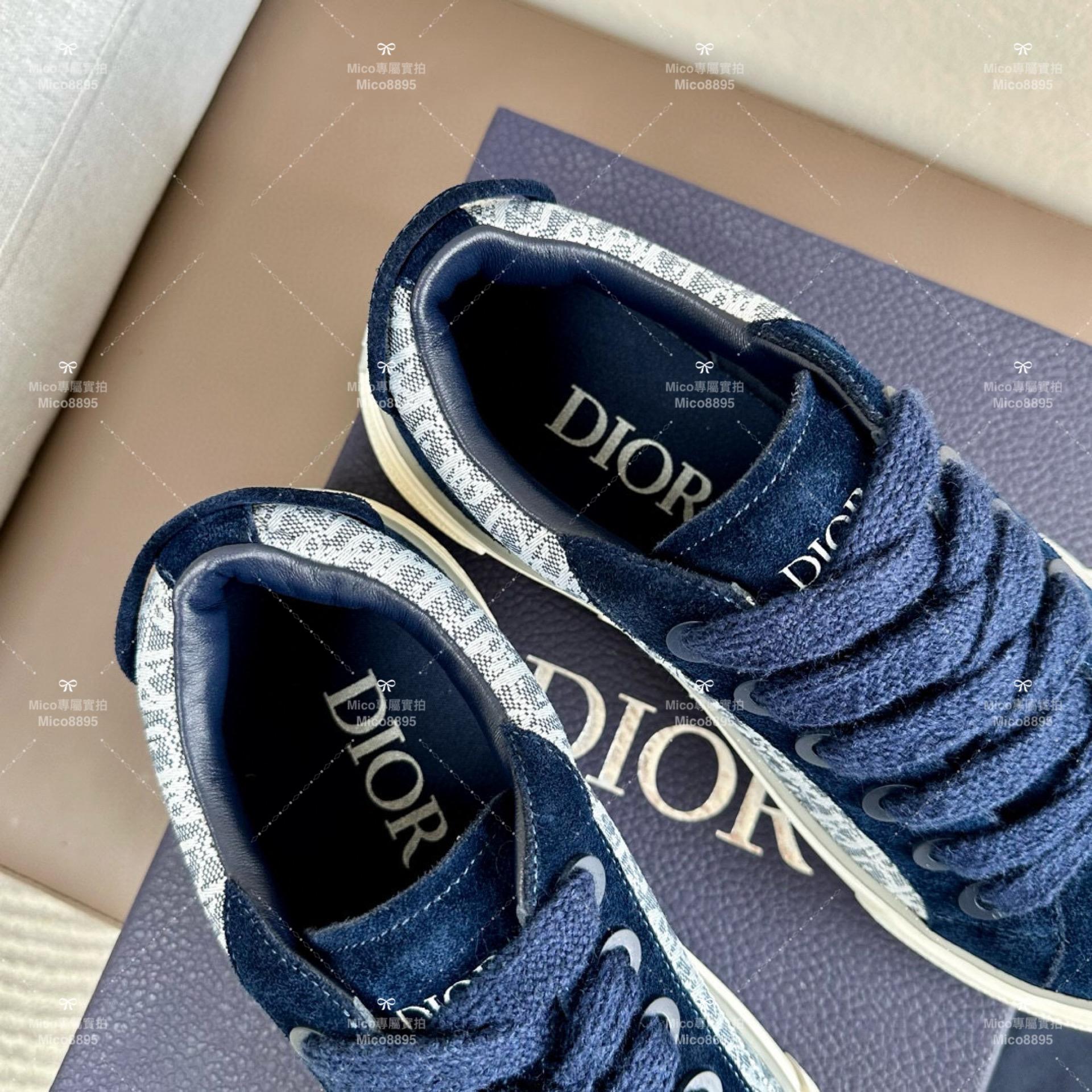 DIOR 藍色絨面 Denim Tears聯名合作款 B33系列 情侶款/男鞋/女鞋/SIZE：女款35-40 男款39-45  