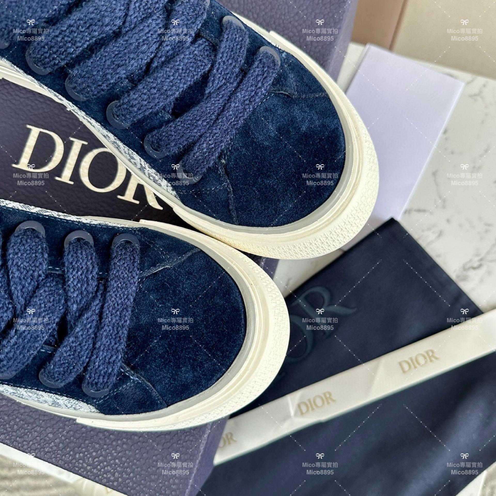 DIOR 藍色絨面 Denim Tears聯名合作款 B33系列 情侶款/男鞋/女鞋/SIZE：女款35-40 男款39-45  