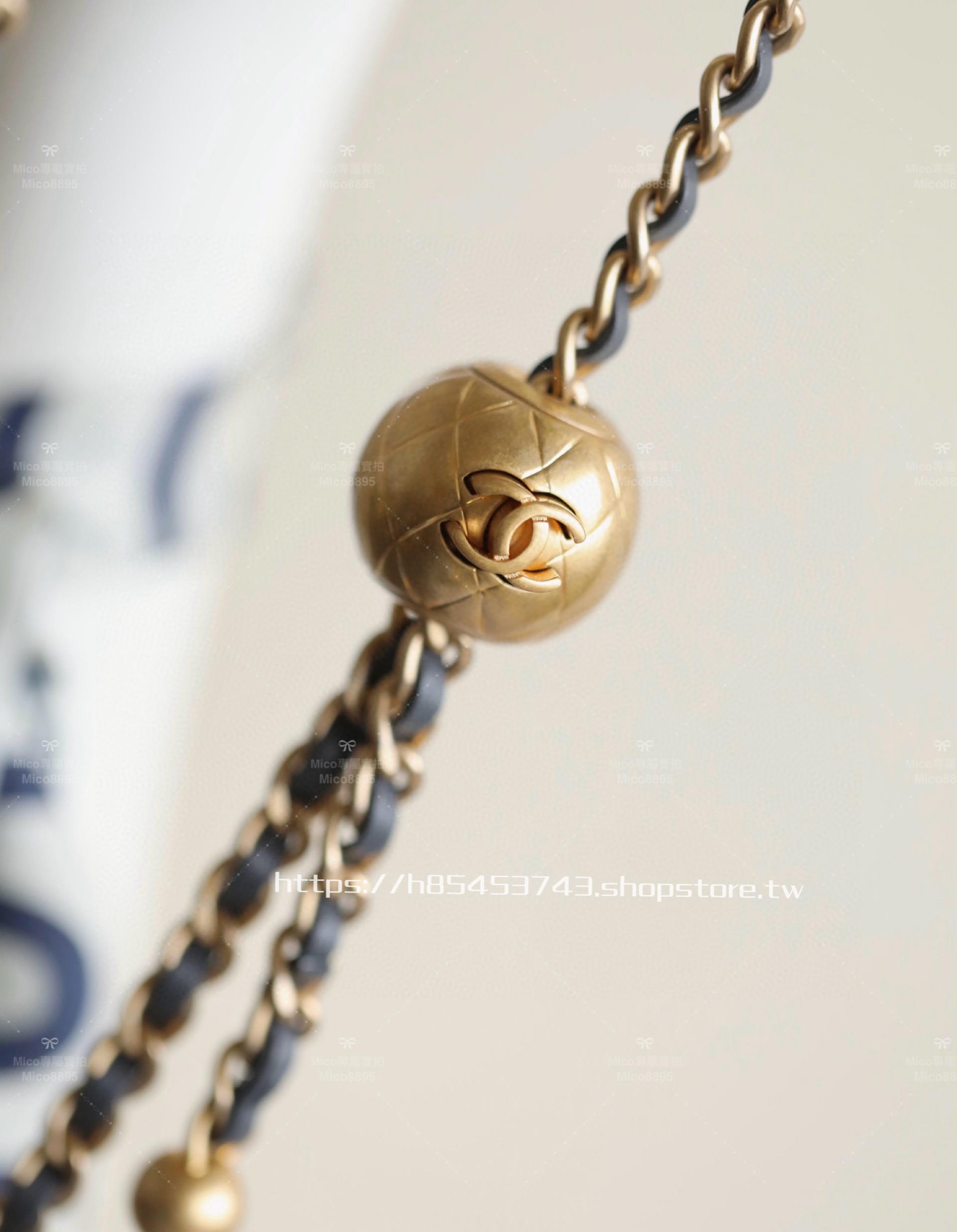 CHANEL 23K季節款 季節色 金球系列口蓋包 深灰色 20cm