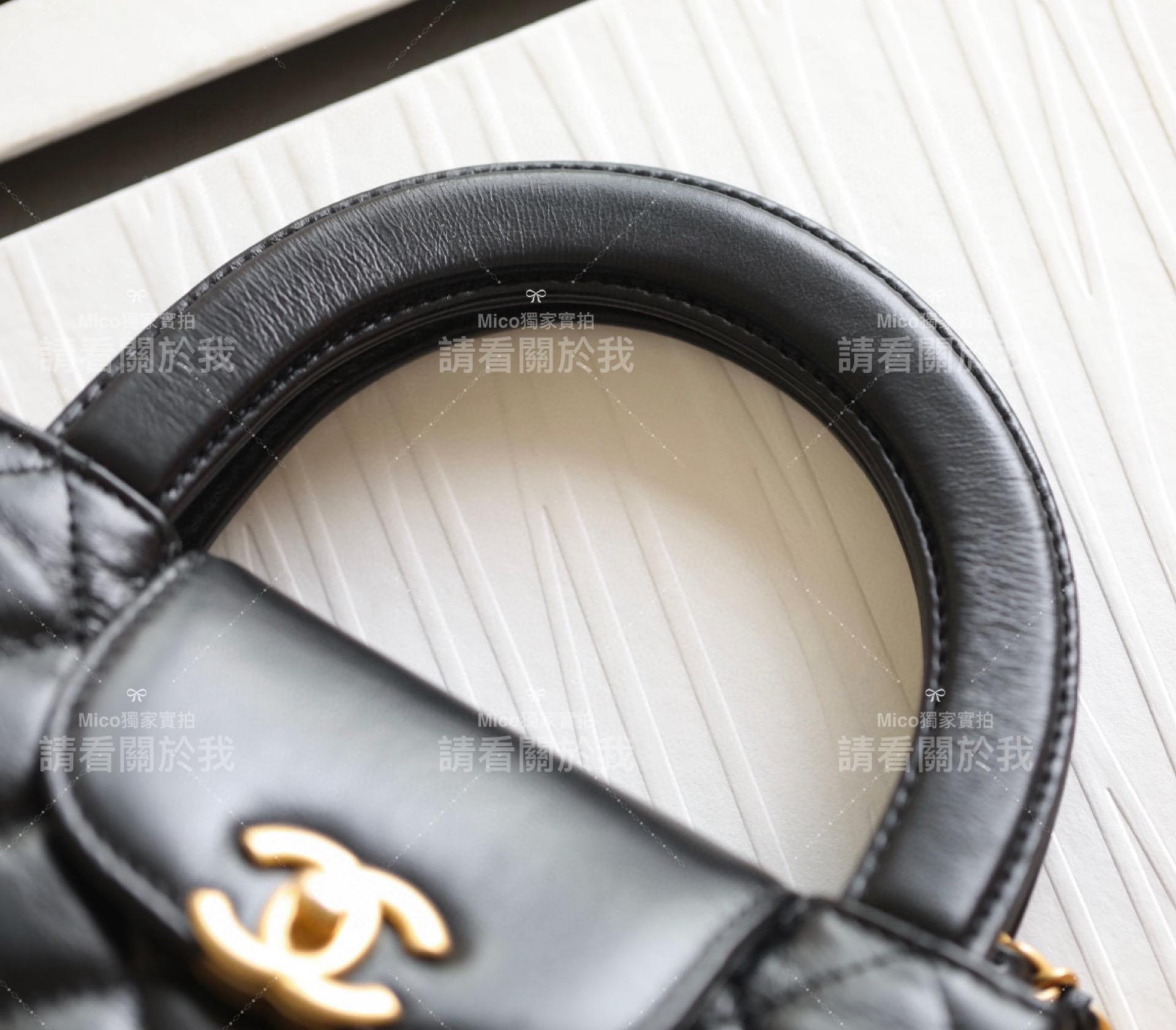 Mico高訂｜Chanel 23k系列💗 Kelly 手提鏈條包大號 黑色/小牛皮/19cm