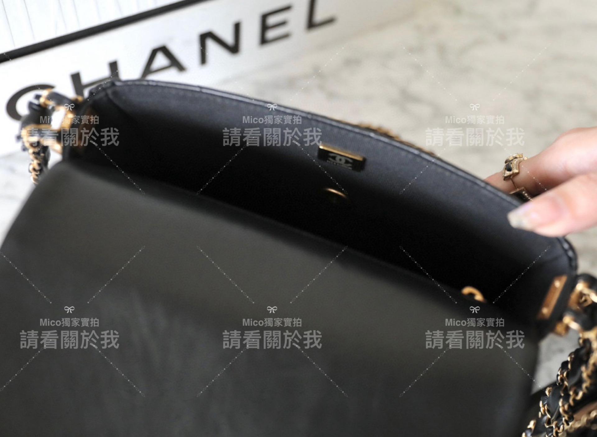 Mico高訂｜CHANEL 𝟤𝟥/𝟤𝟦秋冬限定 經典黑 19Bag系列 豆腐口蓋包 小牛皮 鏈條豆腐包 20*15cm