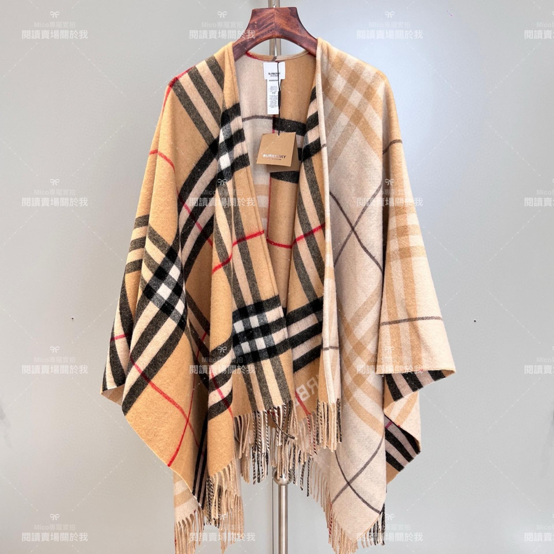 Burberry 新 拼色羊絨斗篷 披肩外套 香檳色 · - 137x152cm 成份 100%山羊絨 