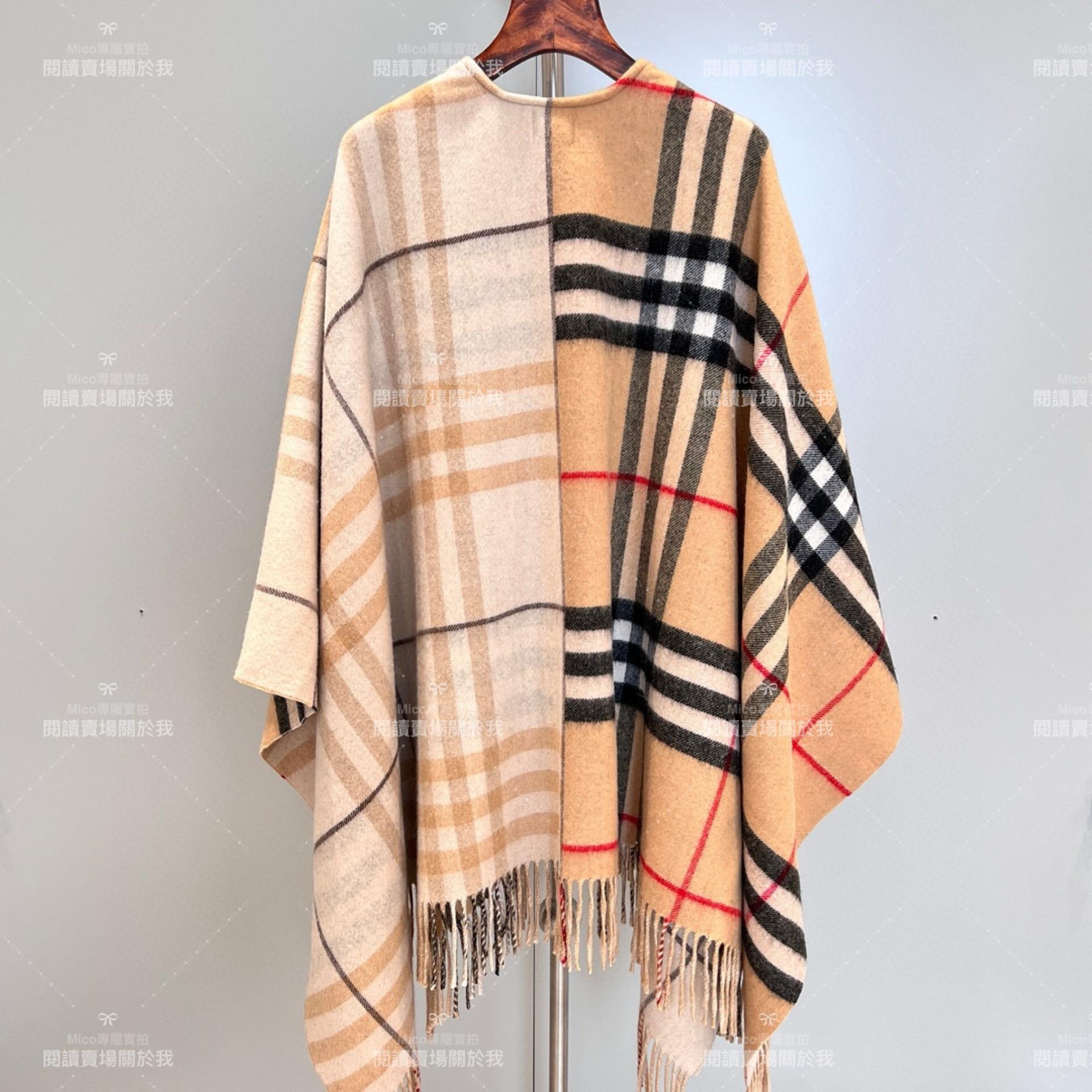 Burberry 新 拼色羊絨斗篷 披肩外套 香檳色 · - 137x152cm 成份 100%山羊絨 