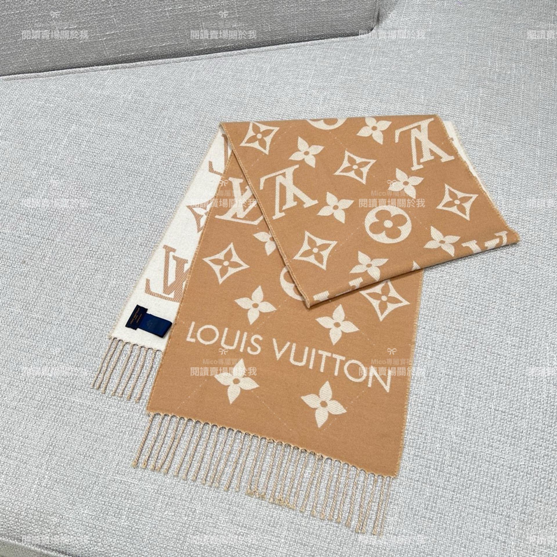 LV 𝐋𝐨𝐮𝐢𝐬 𝐕𝐮𝐢𝐭𝐭𝐨𝐧《Essential 圍巾》M77728 奶茶色 Size ：186x34cm