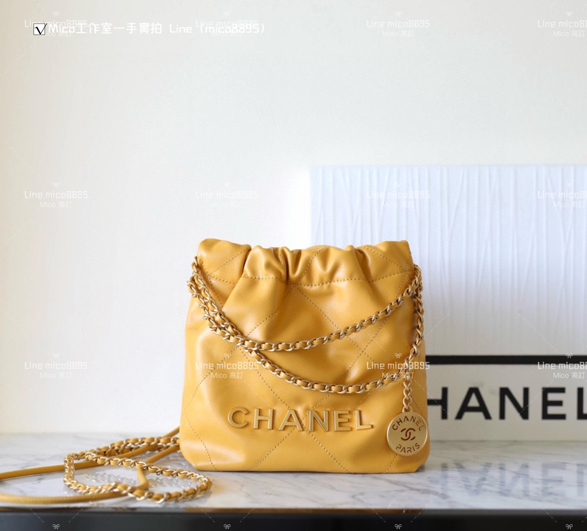 Chanel 手工坊系列 mini22Bag 芒果黃/金釦 尺寸：𝟣𝟫*𝟤𝟢*𝟨 𝖼𝗆