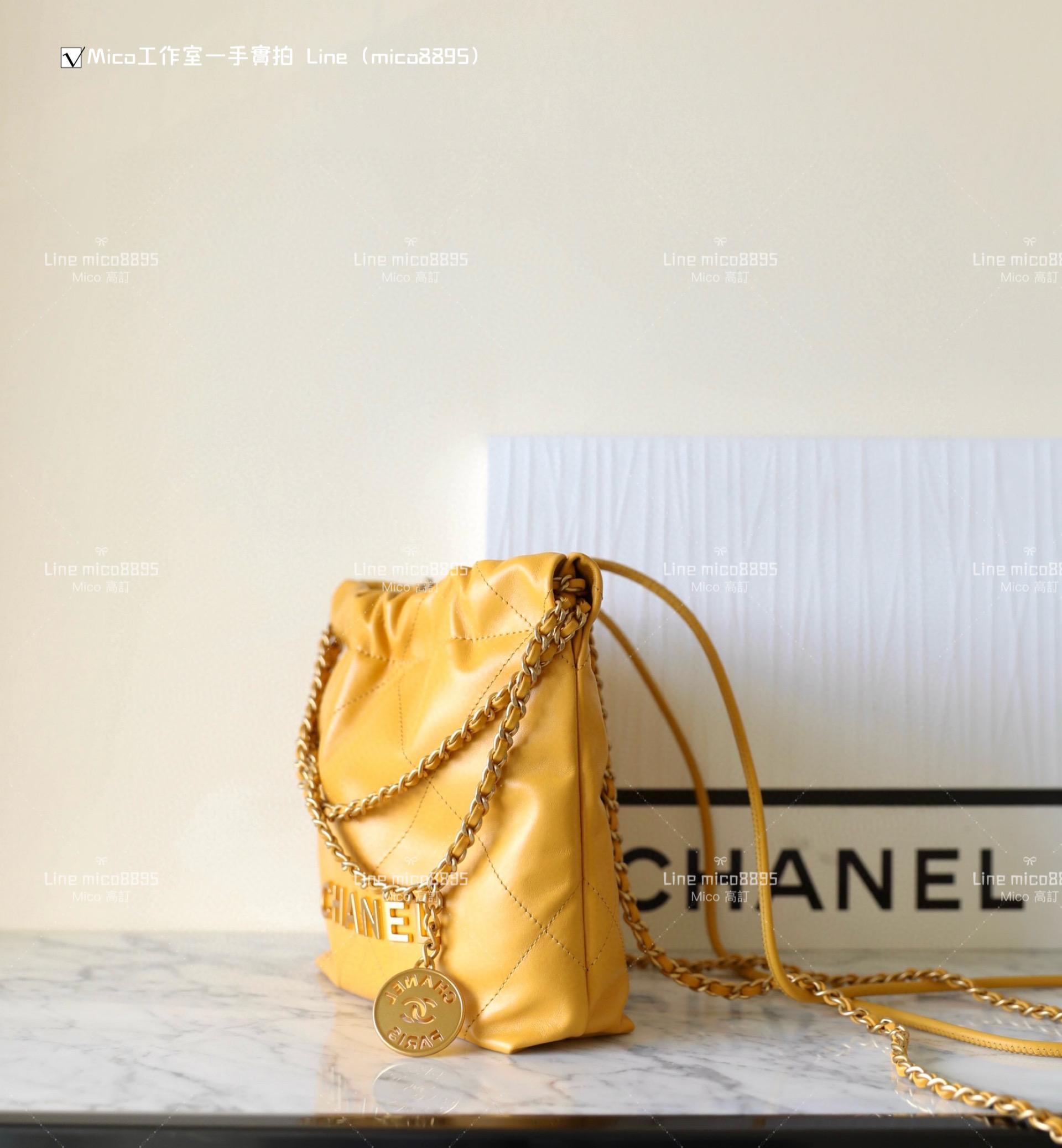 Chanel 手工坊系列 mini22Bag 芒果黃/金釦 尺寸：𝟣𝟫*𝟤𝟢*𝟨 𝖼𝗆