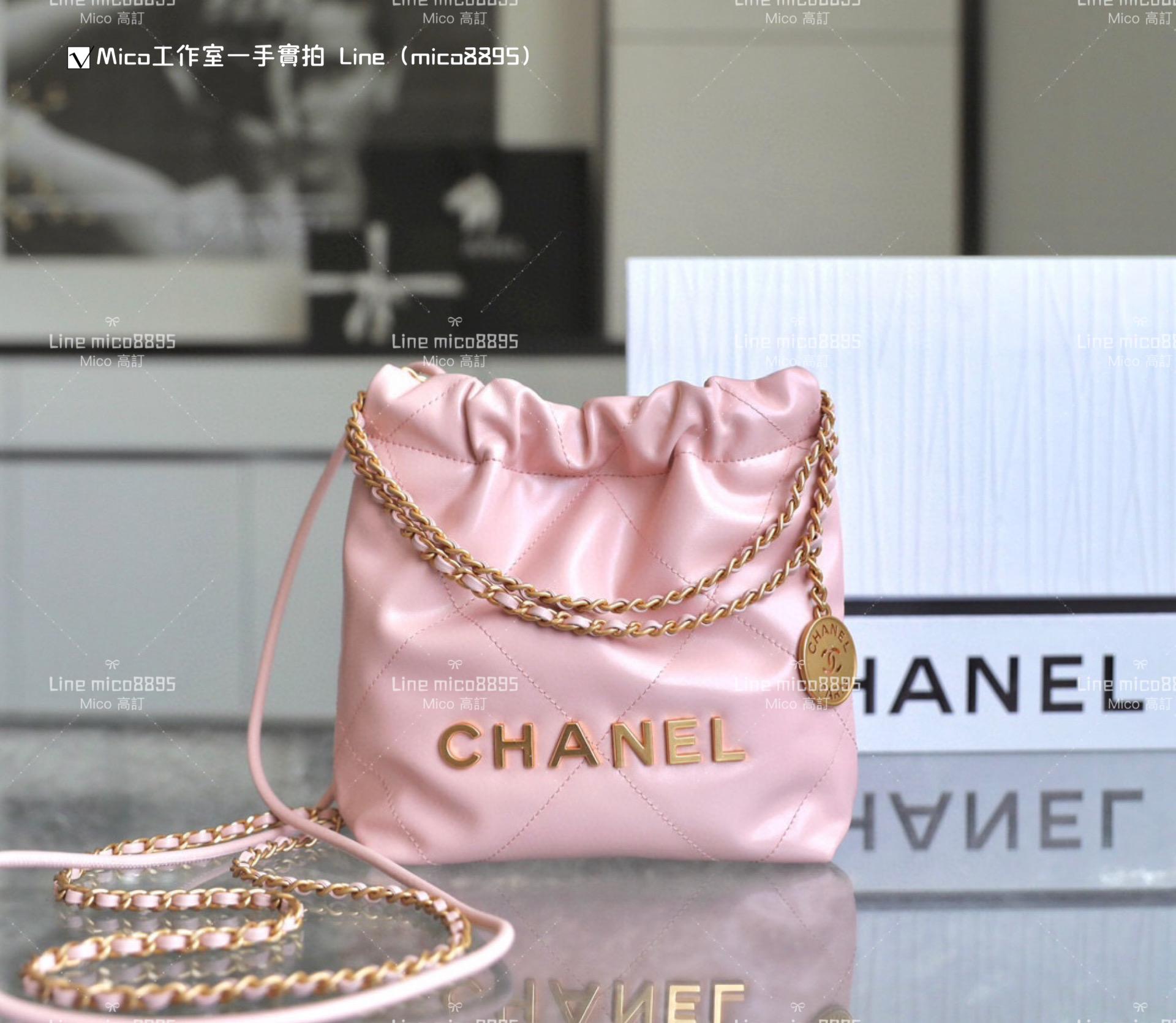 Chanel 手工坊系列 mini22Bag 粉色/金釦 尺寸：𝟣𝟫*𝟤𝟢*𝟨 𝖼𝗆