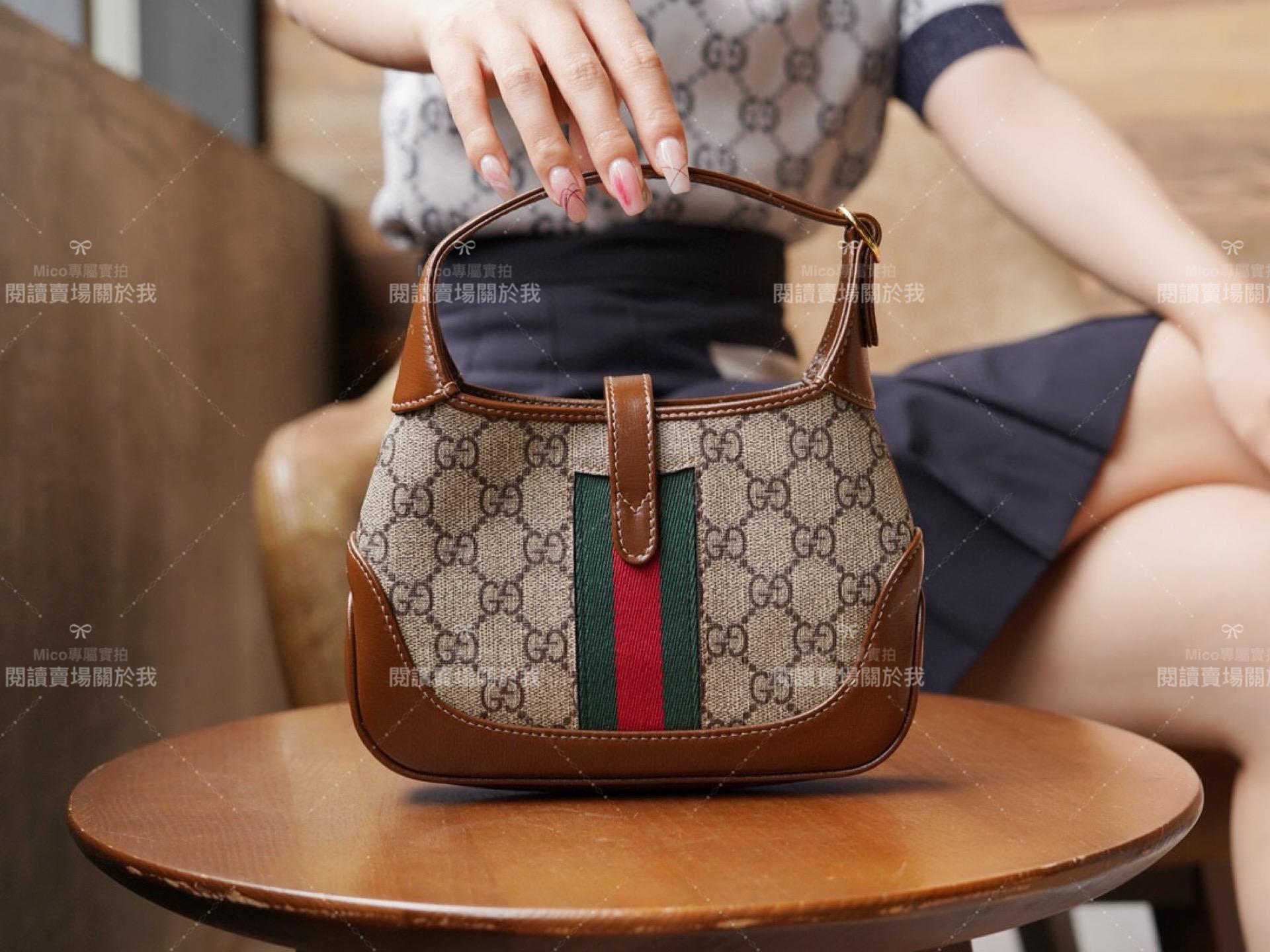 GUCCI Jackie 1961復古手袋 迷你款 經典咖色老花｜19cm